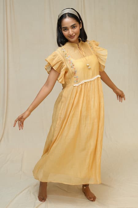 KKANYAAH Vintage Vista Floral Embroidered Dress 