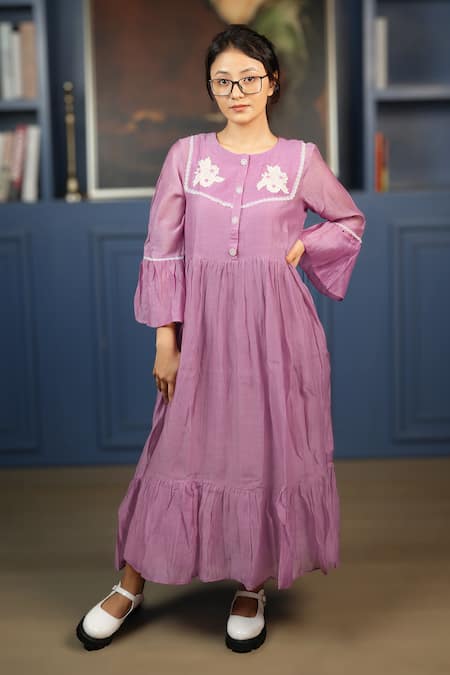 KKANYAAH Retro Royal Applique Work Dress 