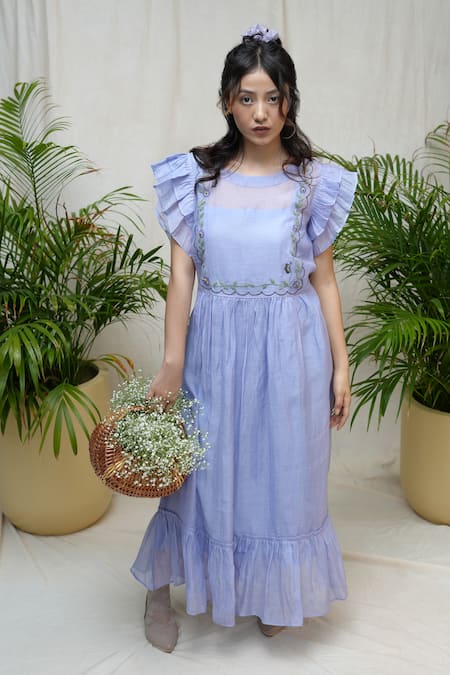 KKANYAAH Bell Embroidered Yoke Dress 