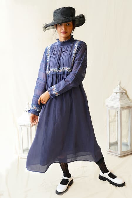 KKANYAAH Retro Royal Floral Embroidered Dress 