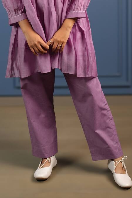 Buy_KKANYAAH_Purple Handloom , Silk, Applique, Patchwork Retro Royal Co-ord Set _Online_at_Aza_Fashions