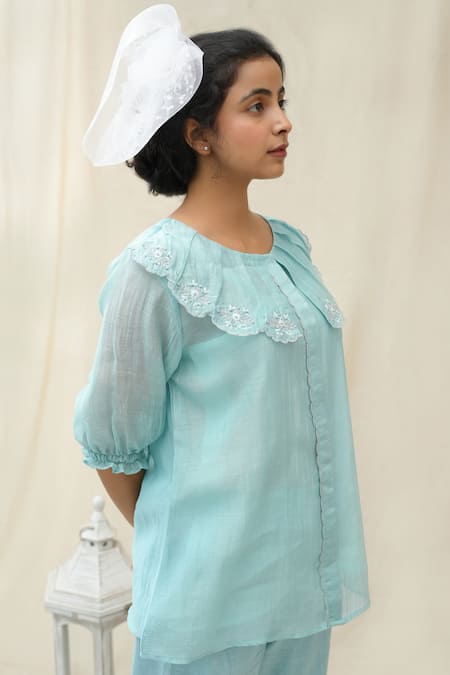 KKANYAAH Hand Embroidered Retro Royal Co-ord Set 