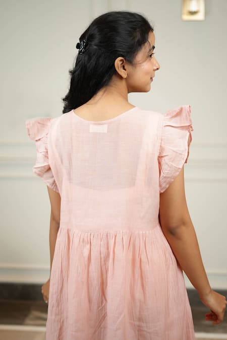 KKANYAAH Hand Embroidered Filigree Pocket Dress 