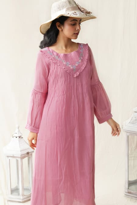 KKANYAAH Flower Hand Embroidered Retro Royal Dress 