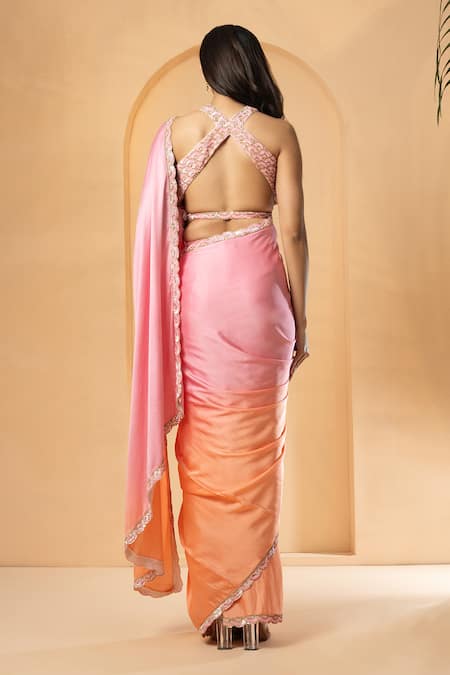 Quench A Thirst Ombre Pre-Stitched Saree With Embroidered Blouse 