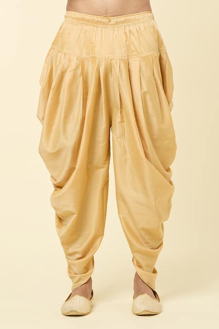 Arihant Rai Sinha_Green Silk, Jacquard Embroidery Woven Floral Panel Kurta With Peshawari Pant _Online_at_Aza_Fashions