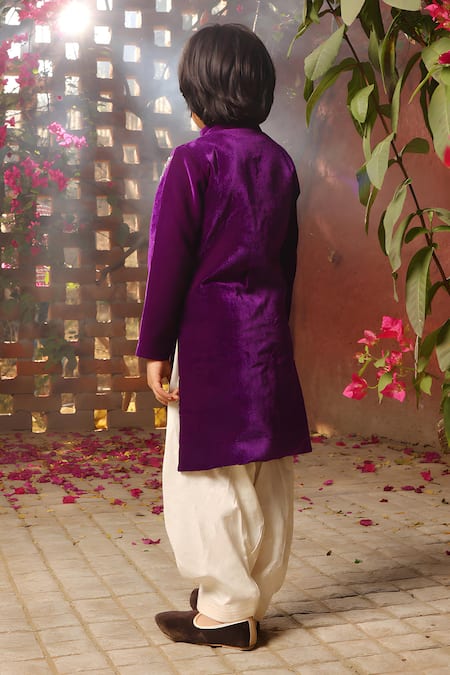 Fayon Kids Embroidered Sherwani With Salwar 