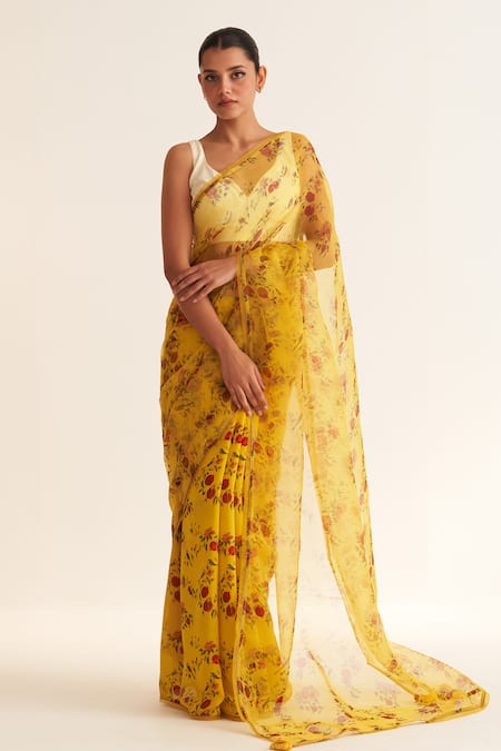 Dot Mohini Floral Print Saree With Blouse 