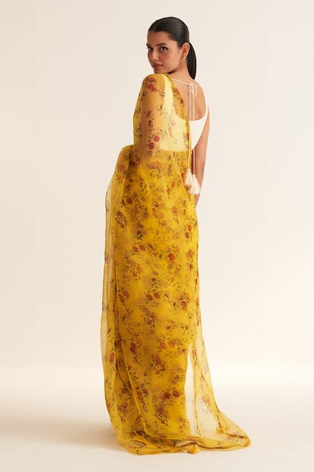 Dot Mohini Floral Print Saree With Blouse 