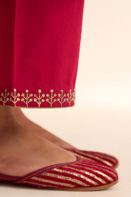 Dot Pink Cotton Embroidery Round Neck Albela Placement Kaftan Kurta And Pant Set at Aza Fashions Dot_Pink Cotton Embroidery Round Neck Albela Placement Kaftan Kurta And Pant Set _at_Aza_Fashions