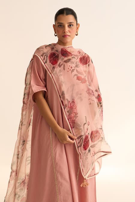 Dot Bloom Organza Anaar Butta Dupatta 