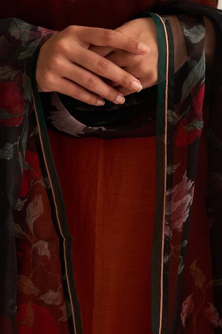 Dot_Black Organza Embroidery, Tassels Bloom Anaar Butta Dupatta _Online_at_Aza_Fashions