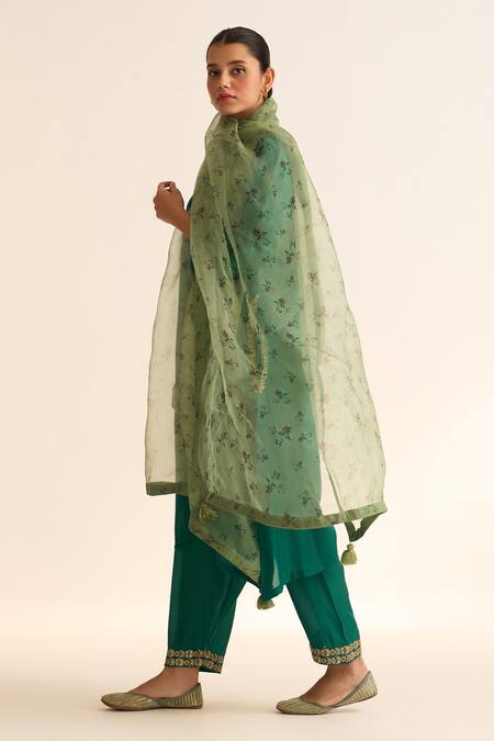 Dot Green Organza Chintz Print Dupatta Online at Aza Fashions Dot_Green Organza Chintz Print Dupatta _Online_at_Aza_Fashions