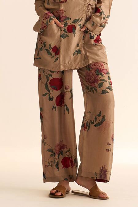 Dot Beige Silk Embroidery Collared Nosh Anar Pattern Jacket With Pant Online at Aza Fashions Dot_Beige Silk Embroidery Collared Nosh Anar Pattern Jacket With Pant _Online_at_Aza_Fashions