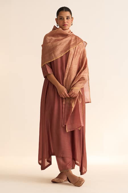 Dot Chanderi Woven Striped Dupatta 