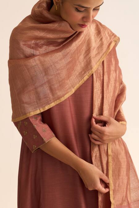 Dot Pink Chanderi Zari Woven Striped Dupatta Online at Aza Fashions Dot_Pink Chanderi Zari Woven Striped Dupatta _Online_at_Aza_Fashions
