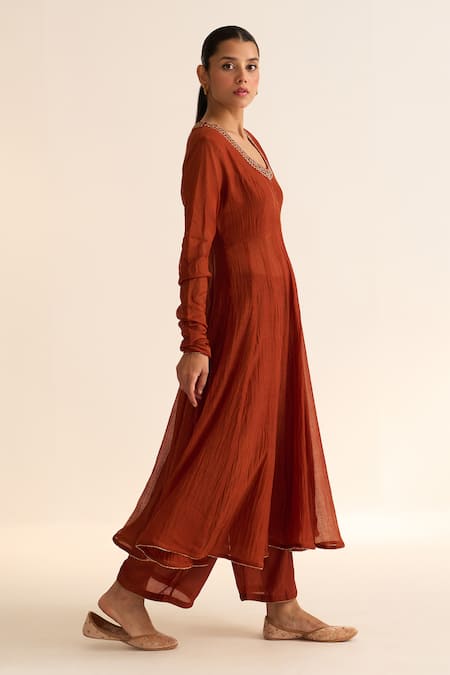 Dot Vara Embroidered Neck Anarkali Set