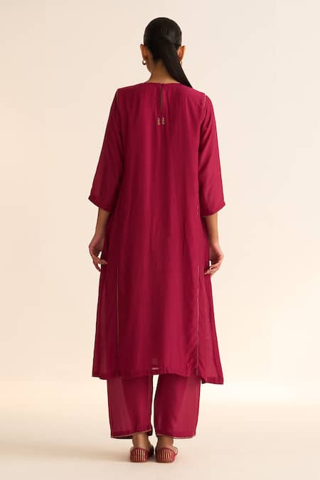 Dot Veena Vine Embroidered Yoke Kurta With Pant