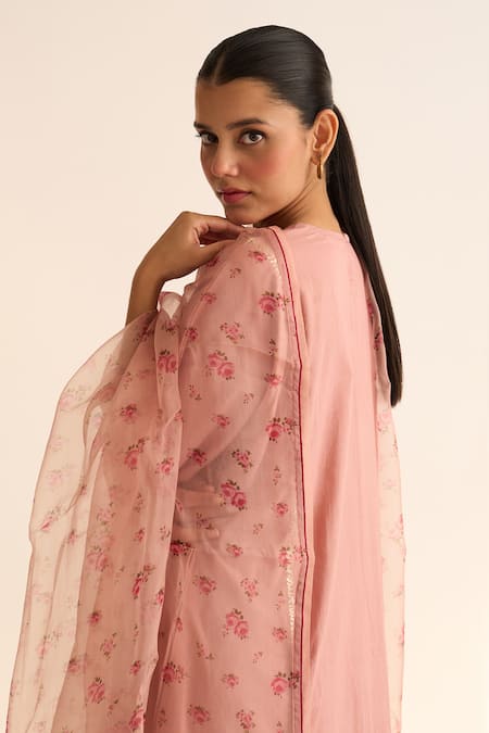 Dot Rose Print Dupatta 