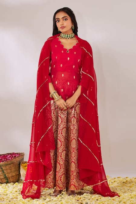 Gulaal Banarasi Brocade Woven Flared Lehenga Set 