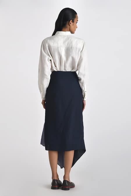 Shop Payal Pratap Ivory Linen Embroidered Patchwork Collared Agioi Yoke Shirt at Aza Fashions Shop_Payal Pratap_Ivory Linen Embroidered Patchwork Collared Agioi Yoke Shirt _at_Aza_Fashions