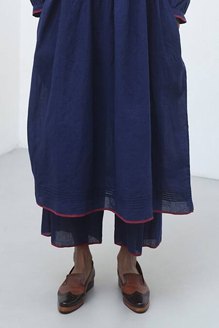 Payal Pratap_Blue Handloom Cotton Florina Flared Pant _Online_at_Aza_Fashions