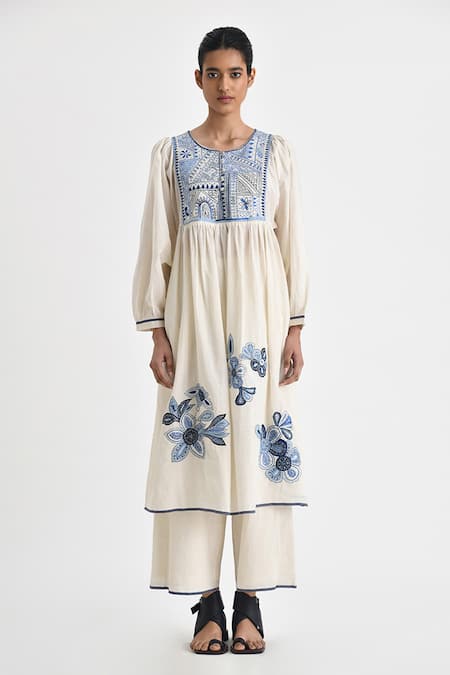 Payal Pratap Ivory Handloom Cotton Florina Flared Pant 