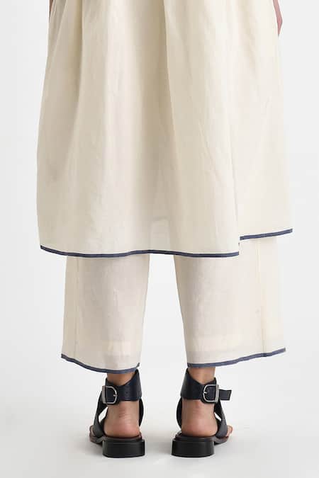 Shop_Payal Pratap_Ivory Handloom Cotton Florina Flared Pant _at_Aza_Fashions