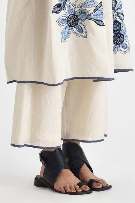 Payal Pratap_Ivory Handloom Cotton Florina Flared Pant _Online_at_Aza_Fashions