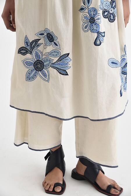 Buy_Payal Pratap_Ivory Handloom Cotton Florina Flared Pant _Online_at_Aza_Fashions