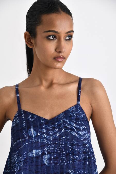 Buy Payal Pratap Blue Linen Satin Shibori Sweetheart Imerose Detailed Maxi Dress Online at Aza Fashions Buy_Payal Pratap_Blue Linen Satin Shibori Sweetheart Imerose Detailed Maxi Dress _Online_at_Aza_Fashions
