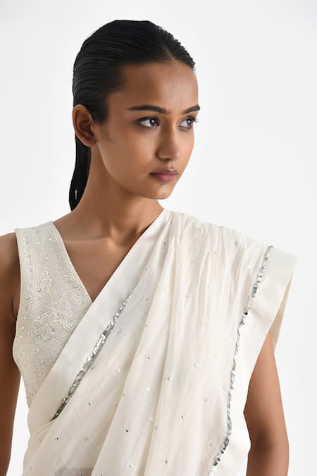 Shop Payal Pratap Off White Chanderi Sequins Kianna Detailed Saree Online at Aza Fashions Shop_Payal Pratap_Off White Chanderi Sequins Kianna Detailed Saree _Online_at_Aza_Fashions