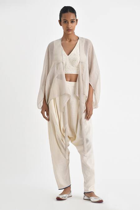 Buy Payal Pratap Off White Malkha Cotton Embroidery Sequin Gul V Neck Myrsina Crop Top Online at Aza Fashions Buy_Payal Pratap_Off White Malkha Cotton Embroidery Sequin Gul V Neck Myrsina Crop Top _Online_at_Aza_Fashions