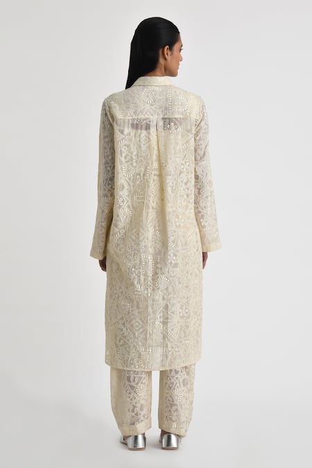 Shop Payal Pratap Off White Chanderi Solid Petra Embroidered Cowl Pant at Aza Fashions Shop_Payal Pratap_Off White Chanderi Solid Petra Embroidered Cowl Pant _at_Aza_Fashions