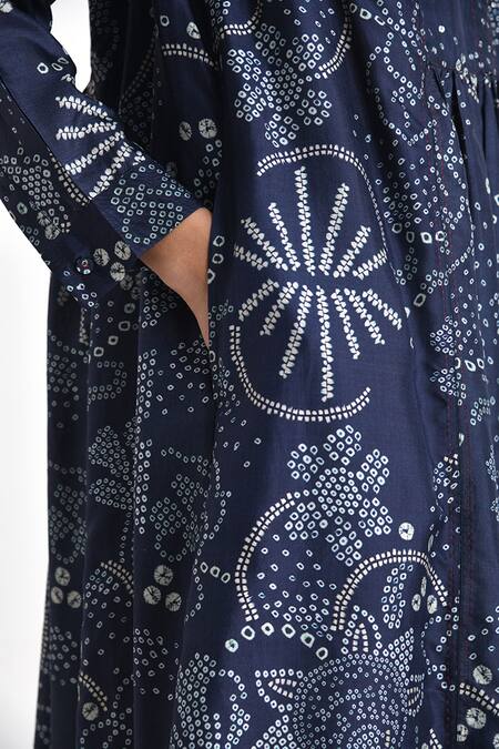 Payal Pratap Blue Silk Printed Bandhani Round Dalmatia Tunic  5