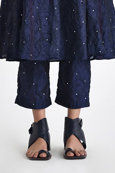 Buy Payal Pratap Blue Silk Sequins, Embroidery Collared Malizia Textured Tunic With Pant Online at Aza Fashions Buy_Payal Pratap_Blue Silk Sequins, Embroidery Collared Malizia Textured Tunic With Pant _Online_at_Aza_Fashions