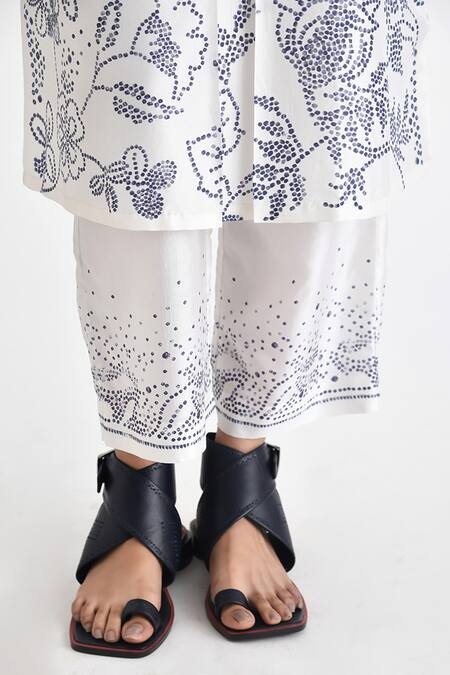 Buy Payal Pratap Ivory Silk Embroidery Mandarin Collar Iaroki Floral Vine Print Tunic With Pant Online at Aza Fashions Buy_Payal Pratap_Ivory Silk Embroidery Mandarin Collar Iaroki Floral Vine Print Tunic With Pant _Online_at_Aza_Fashions