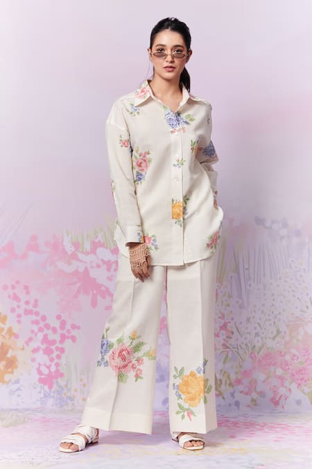 Moh India Summer Roses Linen Trouser 