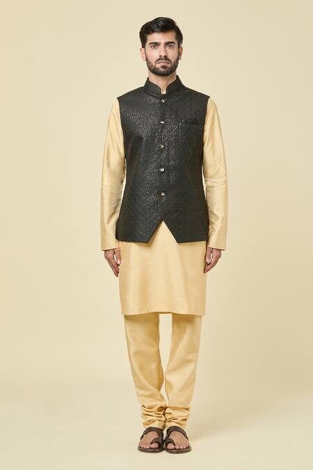 Arihant Rai Sinha Black Silk Sequins, Embroidery Bundi Online at Aza Fashions Arihant Rai Sinha_Black Silk Sequins, Embroidery Bundi _Online_at_Aza_Fashions