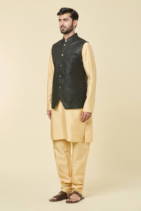 Shop Arihant Rai Sinha Black Silk Sequins, Embroidery Bundi Online at Aza Fashions Shop_Arihant Rai Sinha_Black Silk Sequins, Embroidery Bundi _Online_at_Aza_Fashions