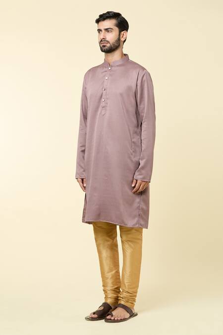Shop Arihant Rai Sinha Brown Cotton Plain Straight Kurta Online at Aza Fashions Shop_Arihant Rai Sinha_Brown Cotton Plain Straight Kurta _Online_at_Aza_Fashions