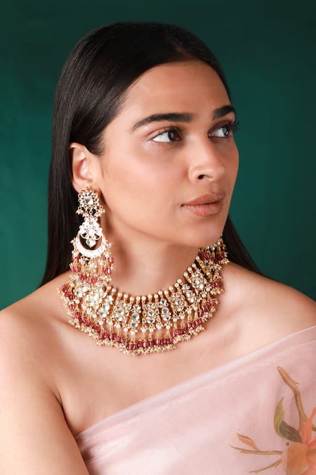 Riana Jewellery Stone Embellished Necklace Set 