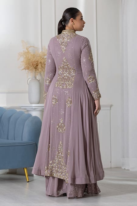 Raj Arora Embroidered Anarkali Sharara Set 