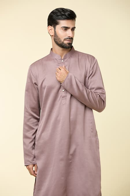 Buy_Arihant Rai Sinha_Brown Cotton, Chanderi Plain Kurta And Churidar Set 