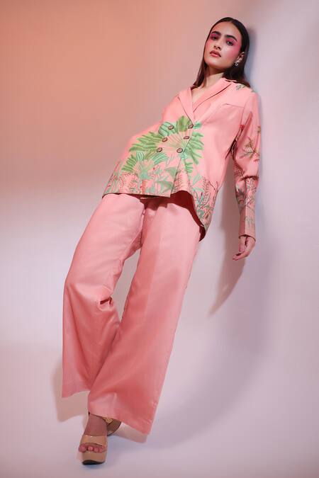 Buy_Gazab by Miku Kumar_Pink , , La Touquet Paris Jacket With Pant 
