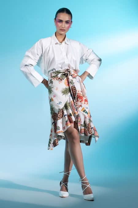 Gazab by Miku Kumar Moulin Rouge Romance Paris Solid Shirt With Draped Skirt 