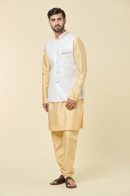 Aryavir Malhotra Sequin Embroidered Bundi Kurta Set 