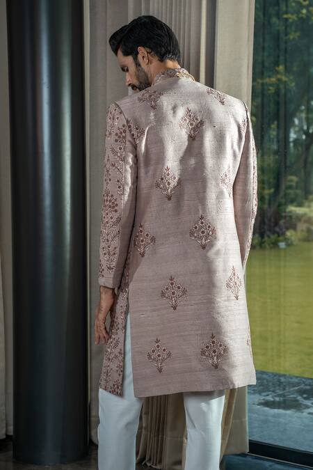 Buy Soniya G Pink Silk, Satin Embroidery Floral Sherwani And Pant Set Online at Aza Fashions Buy_Soniya G_Pink Silk, Satin Embroidery Floral Sherwani And Pant Set _Online_at_Aza_Fashions