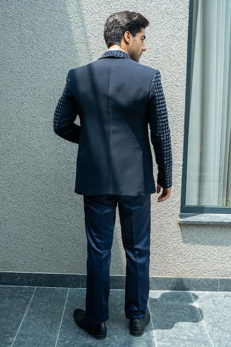 Soniya G Sequin Embellished Tuxedo Pant Set 