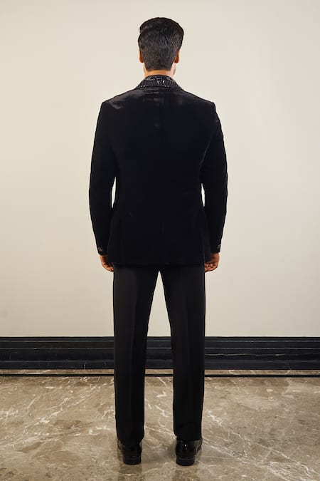 Soniya G Metallic Tape & Bead Embroidered Tuxedo Set 